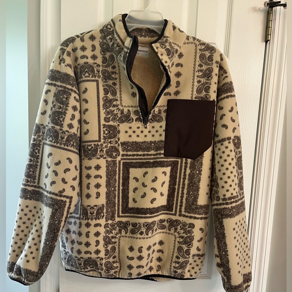 4th Dimension 1/4 zip fleece, size L, paisley pattern
